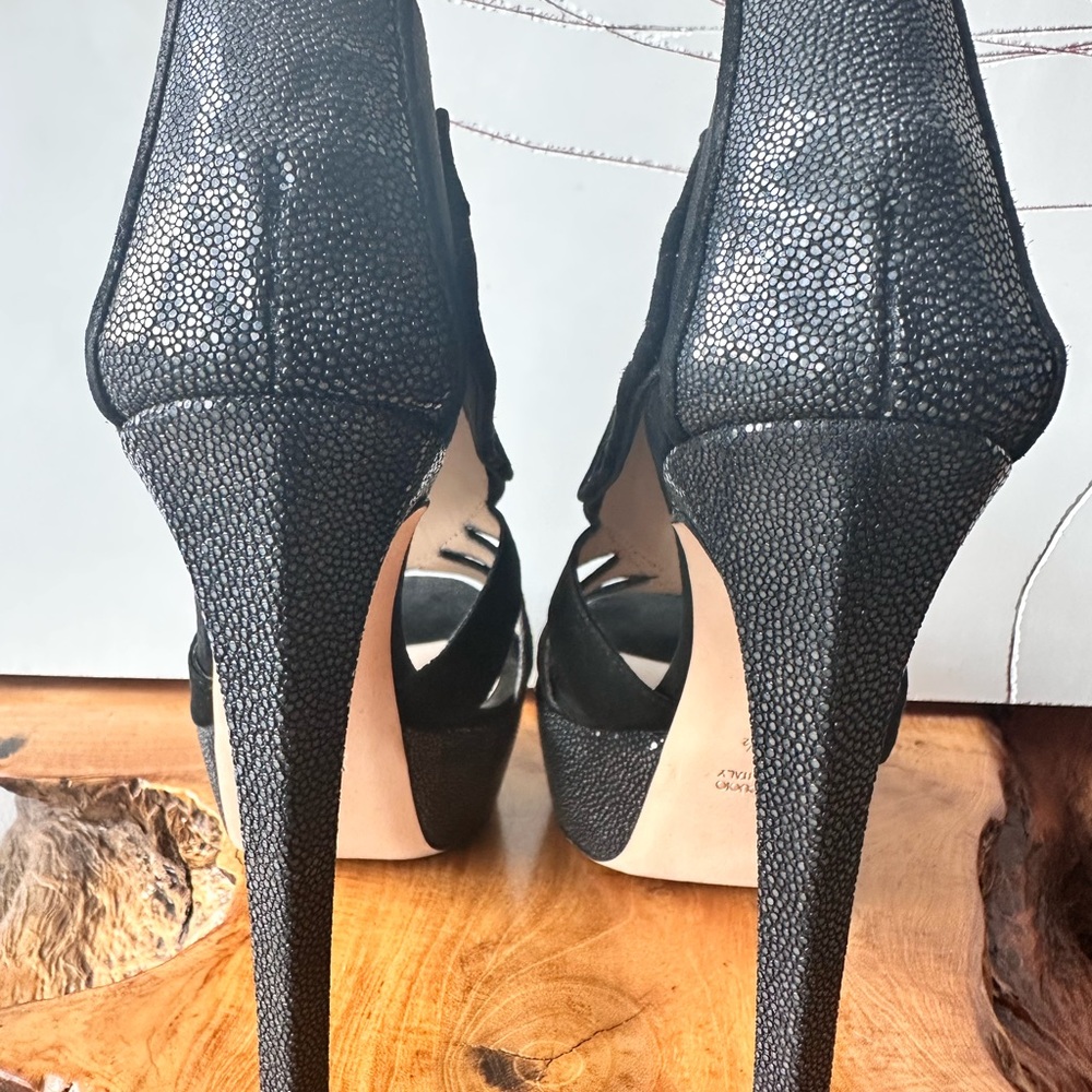 Chrissie Morris  Black Stingray Platform Heels